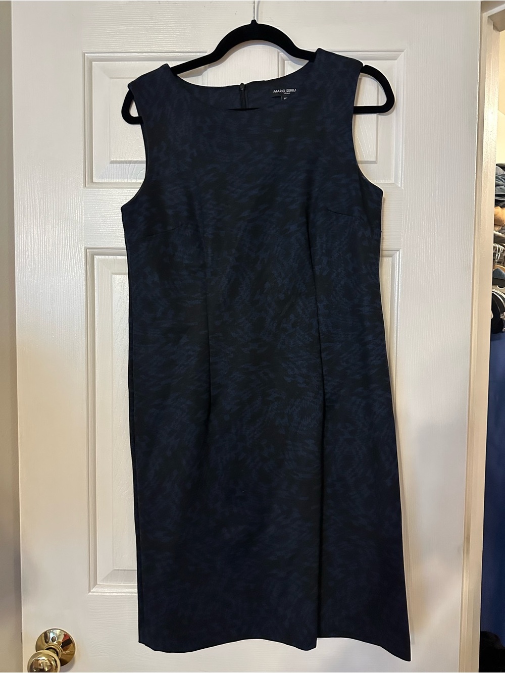 Mario Serrani Navy Sleeveless Midi Sheath Dress